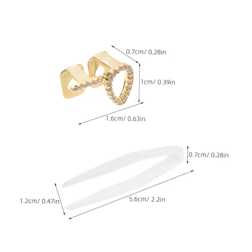 Gold Plated Hip Hop Grills Diamonds Love Symbol Hollow Teeth Caps Set miniatura 2