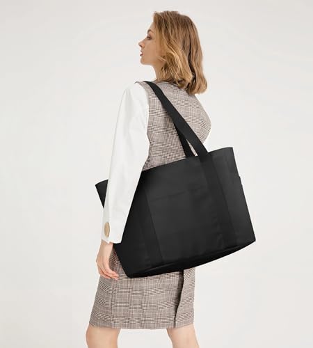 KALIDI Shopper Tasche Damen Groß Handtasche Arbeitstasche Uni Tasche Tote Bag Schwarz für Arbeit, Schule, Büro
