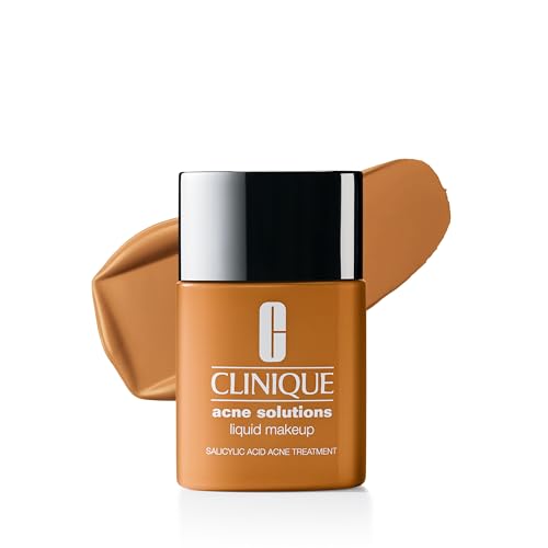 Clinique Acne Solutions Liquid Foundation Makeup With Salicylic Acid For Dry Combination to Oily Skin Types | Medium Coverage, Natural Matte Finish, Ginger, 1.0 Fl Oz
