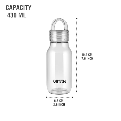 Image of MILTON Fashion 500 Pet water bottle, 430 ml|Tritan Plastic|Leak-Proof, BPA-Free, Sturdy Handle|Reusable Water bottle for fridge|Perfect for Office, Travel, Gym Tumbler Bottle for Men and Women, White