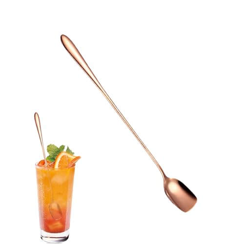 Cuillère de bar - Mélangeur de café à tête carrée - Cuillère à thé à glace en acier inoxydable 20,5 cm de long Accessoires de cuisine pour thé glacé, lait, milkshake, jus