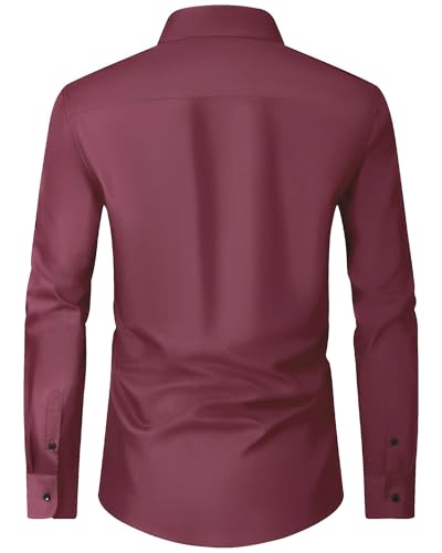 Image of Alimens & Gentle Men's Dress Shirts Long Sleeve Wrinkle Free Stretch Business Casual Wedding Button Down Shirt