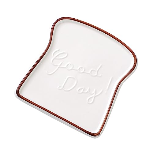 TOPBATHY Piatto in Ceramica Forma Toast, Porta Pane Tostato in Porcellana, Piatto Da Portata Leggero e Resistente, Adatto a Cucina, Feste e Ristoranti, Lavabile in Lavastoviglie e Microonde