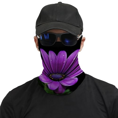 Neck Gaiter Purple Daisy Face Mask for Travel Face Cover Scarf for Men Women Elastic Headbands Wind-proof Bandana for Skiing Fishing Hiking Cycling3