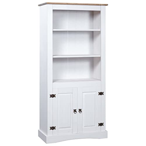 KOIECETA Kiefer Schrank Mexiko-Stil Corona Bücherregal Bücherschrank Vitrine Standvitrine Highboard Kommode Anrichte 80x40x170cm Weiß KOIECETA Kiefer Schrank Mexiko-Stil Corona Bücherregal Bücherschrank Vitrine Standvitrine Highboard Kommode Anrichte 80x40x170cm Weiß