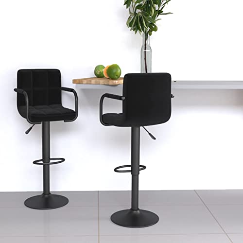 ShGaxin Taburetes de Cocina 2 Unidades, Taburetes Altos De Cocina, Banquetas Cocina, Sillas Altas De Cocina, Bar Stool, Mueble Bar Taburete, Tela Negro