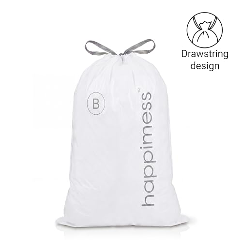 Happimess HPM3000B-WHITE - Rivestimento Per Bidone Della Spazzatura Con Coulisse, 14 Litri, Bianco, 60 Pezzi, 3 Confezioni Da 20 Fodere - 7