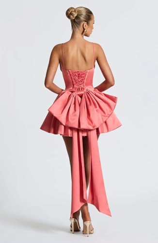 Corset Satin Homecoming Dresses for Teens Satin Ruched Formal Evening Gown with Bow2