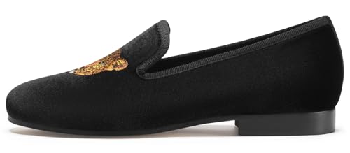 Image of Journey West Women's Velvet Loafer Flat with Embroidery Velvet Slippers