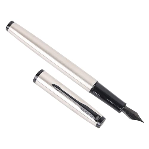 crewtone 20802 Luxury Fountain Pen Steel Metal Body with Black Arrow Clip with Ink Converter for Men & Women, Executives with High End Gift Box. (Medium Nib)