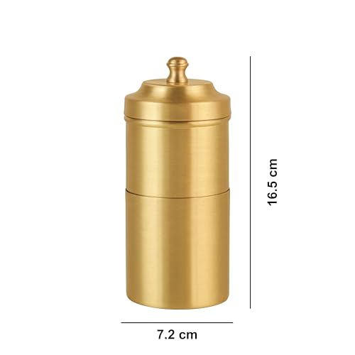Image of THE HEALING STORE Handcrafted Pure Brass Coffee Filter with Sting Lid - Traditional South Indian Drip Brewer for Authentic Filter Kaapi, Durable & Elegant (matt Polish)