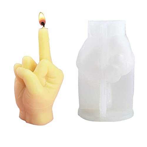 NICAVKIT Stampo in silicone 3D a forma di mano per la creazione di candele, stampo per candele gestuali, stampo per fusione in resina a forma di dito medio per creare candele, sapone, cera