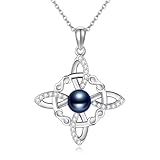 Collar con colgante de nudo de bruja, Perla Negra, joyería para Wen