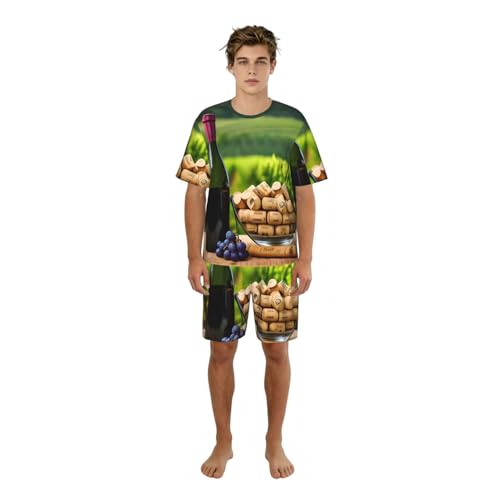 Pyjama élégant homme motif vin cadeau idéal pour des week-ends paresseux