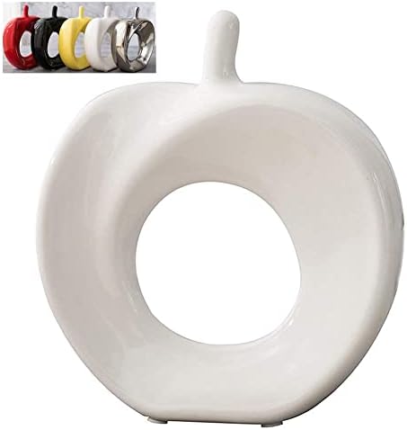 WEIDILIDU Apple Ceramic Statue - Statue Home Decoration - Pottery Decoration Sculpture Large 9 Inch 6 Color Creative Home Bright Paint (White Apple)