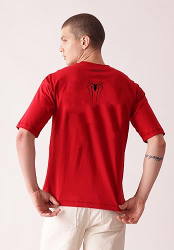 Image of Unisex 100% Cotton Superhero Graphic Printed Drop Shoulder Oversized Fit T-Shirt for Men and Women