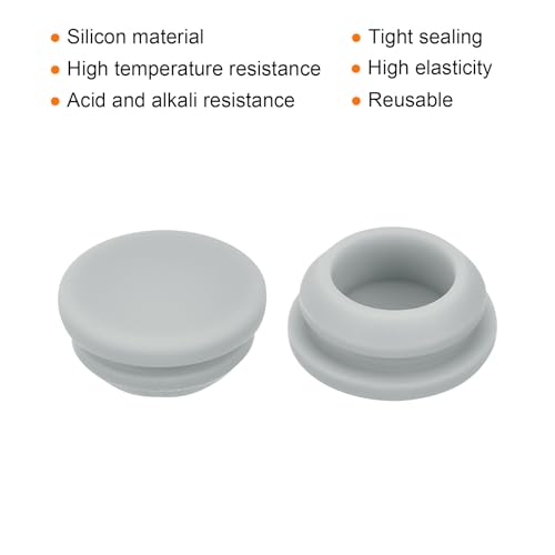Image of MECCANIXITY 6pcs Silicone Snap in Locking Hole Plugs,13.5mm /0.5 Inch Mounting Diameter Narrow Groove Width 2mm Panel Seal Cover Round for Kitchen Bulkheads Waterproof Sealing Plugs Grey