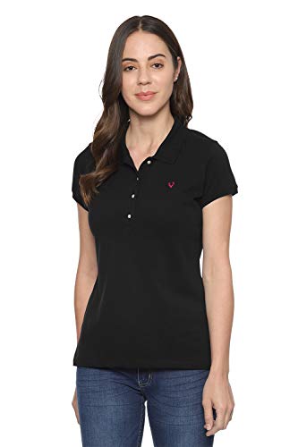 Image of Allen Solly Women's Polo Neck T‑Shirt | Soft Touch Fabric | Regular Fit | Solid Casual Tee
