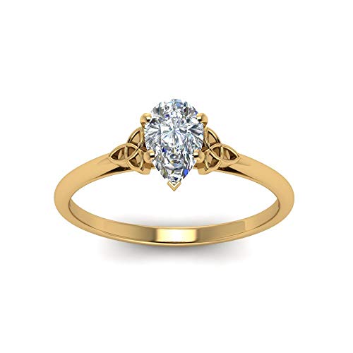 Anillo solitario celta chapado en oro amarillo con piedra en pera ajustable 2