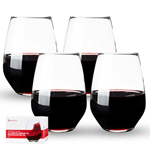 Spiegelau Authentis Wine Glasses, Set Of 4, European-Made Lead-Free Crystal, Modern Stemless, Dishwasher Safe, Professional Quality Stemless Wine Glass Gift Set, 22.4 Oz #TOP6