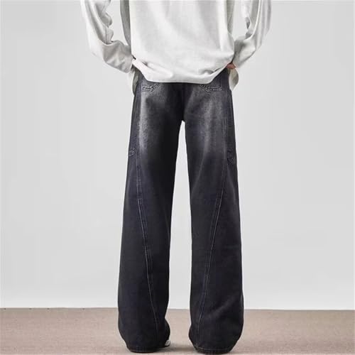 Men’S Loose Fit Multi-Pocket Cargo Jeans with Zipper Fly Mid Waist Punk Style Distressed Denim Pants3