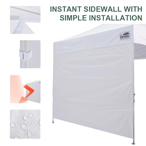 Image of Eurmax USA 10x6.25 Pop Up Canopy SunWall-UV Protection for Tents,Blocks Sunlight&Wind,Water Resistant Side Wall Only,Easy Hook & Loop Installation,Fit for 10FT Straight Leg Shelters&Gazebo,White