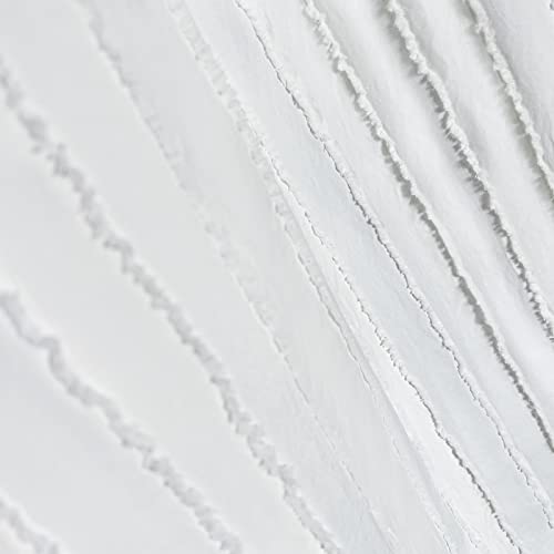 Shower Curtain White Striped Shower Curtains Shabby Chic Chenille Tufted, Minimalist Cute Waterproof Shower Curtains Set Vintage Bohemian, Waterproof,No Need Liner,72 X 72 Inch #TOP3