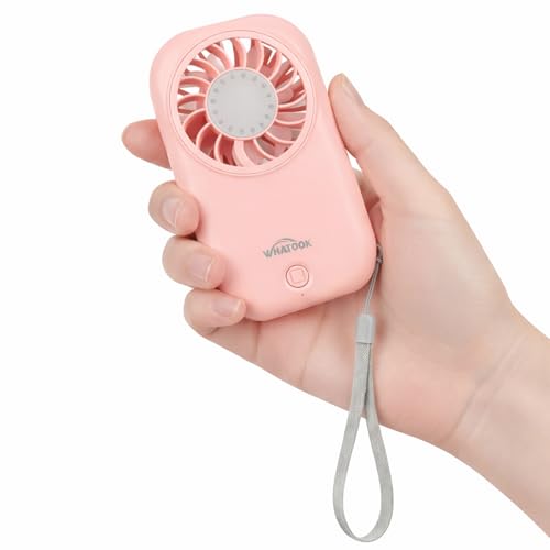 WHATOOK Mini Handventilator: 56g Ultra-Leicht Tragbarer, 11000 U/min Starker Handlüfter mit 5 Geschwindigkeiten, USB-C Wiederaufladbar Taschenventilator für Reise & Unterwegs, Make-up, Pink