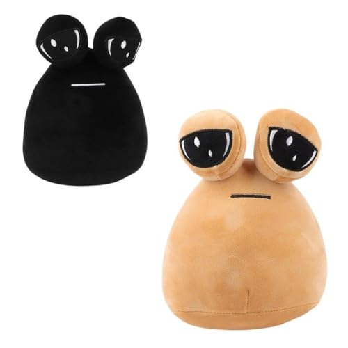 wiztex Peluche Pou - Peluche Sad Pou Alien empaquetado en Alemania - Peluche de Anime Regalo para niños y fanáticos para Halloween y Navidad (2 Pcs Set)