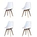 Set di 4/6 Sedie da Pranzo con Cuscino in Legno e piedi in Stile Nordico (Bianca, 4)