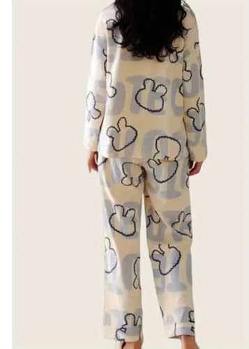 Image of GLASGO Women's Cotton Pajama Set with Top & Pants|| Korean Night Suit|| Lightweight Printed Set || Soft & Comfy Sleepwear for Girls & Women || LNS-3-$