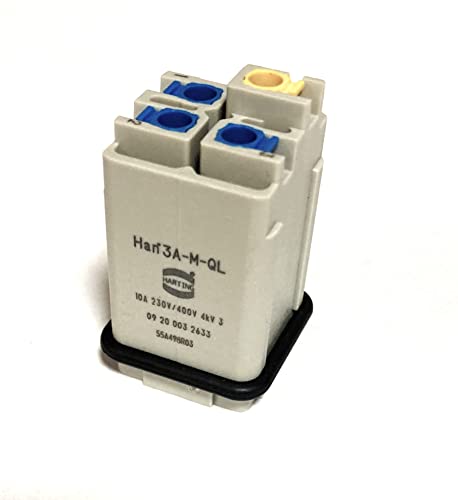 HARTING Heavy Duty Power Connectors Han 3A male insert with Quick-Lock, (Pack of 2) (9200032633)
