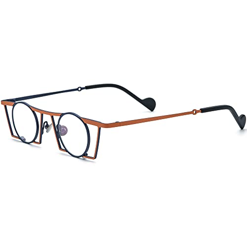 Image of FONEX Pure Titanium Glasses Frame Men Square Frame Round Lens Eyeglasses Women Eyewear F85750