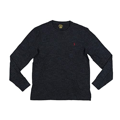 Polo Ralph Lauren Mens Long Sleeve Crew Neck Custom Slim Fit T-Shirt (L, Black Heather)