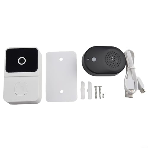 Entgoinggo Timbre de video inteligente, con cable, timbre interior Ding-dong DC 5V/1A, sistema de timbre de video inteligente para apartamento, oficina en casa (blanco)
