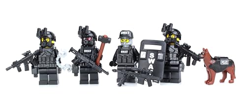 Battle Brick 1.6 Inches Tall Police SWAT Team Collectible Custom Minifigures Compatible with LEGO®...