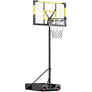 Basketball Hoop Outdoor, 10FT Adjustable Height, Portable Basketball Hoops Goal Court System w/ 45in Shatterproof Backboard for Kids Youth Adults