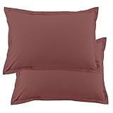 ✅ TAIE D'OREILLER : Lot de 2 taies d'oreiller 50x70 cm finition Portefeuille avec rabat 20 cm et volant plat Oxford 3 cm