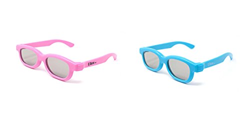 Ultra 1 Light Blue 1 Pink Childrens Passive 3D Glasses Kids for Use with all Passive TVs Cinema Projectors and RealD Films Movies Circular Polarised 3D Glasses Passive Kids Movies Cinema 3D Glasses