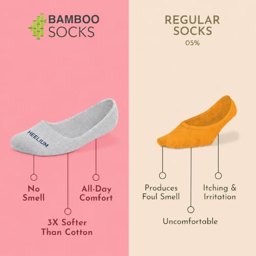 Image of HEELIUM Bamboo No Show Socks for Men | Odour Free & Breathable | 3X Softer Than Cotton Socks | Low Cut Socks | Size (UK 6-10)