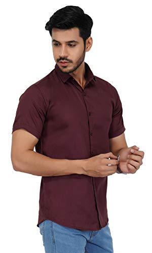 Image of U-TURN Men's Cotton Solid Half Sleeve Shirt