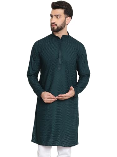 Sojanya (Since 1958 Men'S Cotton Embroidered Thread Work Long Kurta