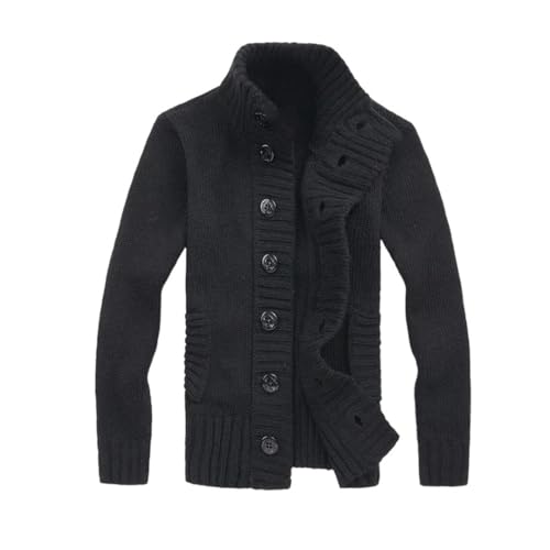 Cardigan tricoté chaud pour homme à col montant boutonné Kelsiop