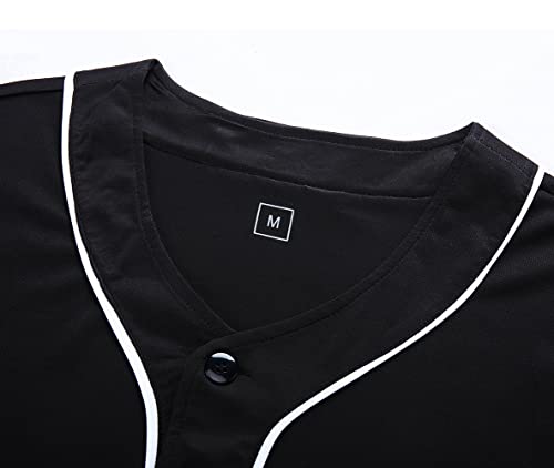 KUAIPAO Blank Baseball Jersey,Short Sleeve Plain Jersey Shirt,Sports Uniform for Men Women(White, Black, Red,Blue,S-3XL)