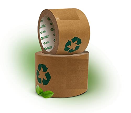 Image of SECUREMENT Paper Tape Plain Biodegradable Green Recyclable Craft Tape (50 mtr length) (3 inch INCH, 48 Tape Rolls)