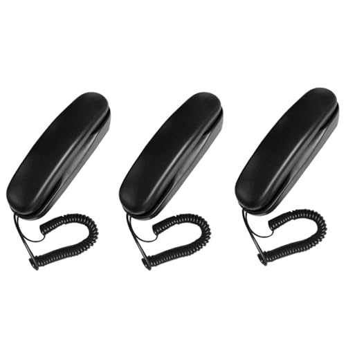 Téléphone mural filaire fixe noir lot de 3 appareils pour hôtel et bureau