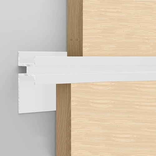 Bande de recouvrement de seuil en alu blanc émail 18.5mm, 3 rails de 1m cachant interstice plat