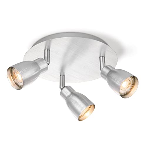 Plafonnier LED spot Alba en acier brossé au design contemporain et épuré