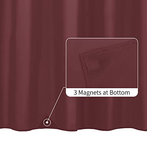 Image of ALYVIA SPRING Waterproof Fabric Shower Curtain or Liner Burgundy Red, 72x72 | 3 Magnets, Soft Cloth & Hotel Quality, Machine Washable, Light-Weight, Standard Size
