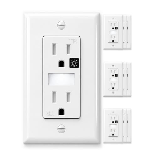 Image of SOZULAMP 10-Pack Night Light Wall Outlet, Touch & Dusk-to-Dawn Sensors | White 15A 125V Tamper-Resistant Receptacle; Guide Light for Kids and Seniors; Ideal for Hallways,Nurseries,Stairs,Bathrooms
